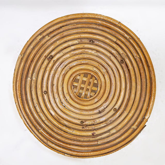 indoor/outdoor - Mid-Century Garden decoration Measures: Base 30 H:40 cm - rattan disc Ø 27cm
