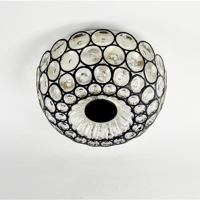 Large mid-century modern glass ceiling mount fixture by limburg, germany's leading glasswork, renowned for its premium &...