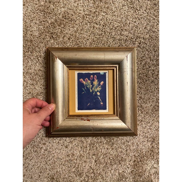 Luxurious polaroid transfer original photograph in luxe heavy custom wood silver gilt frame under glass. The photographic...