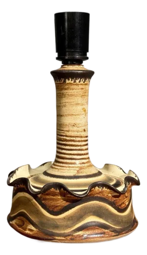 Jette Hellerøe, Table Lamp, Beige Ceramic, Denmark, 1970s