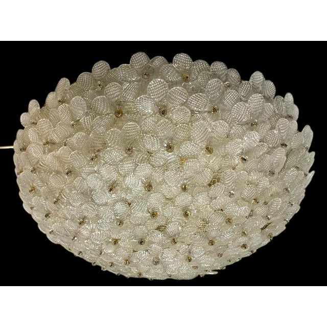 Large Murano Glass Flower Flush Mount attributed to Seguso, Italy, 1960s For Sale - Image 3 of 14