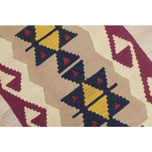 Beige 1970s Southwestern Geometric Style Natural Turkish Oushak Kilim Rug For Sale - Image 8 of 13