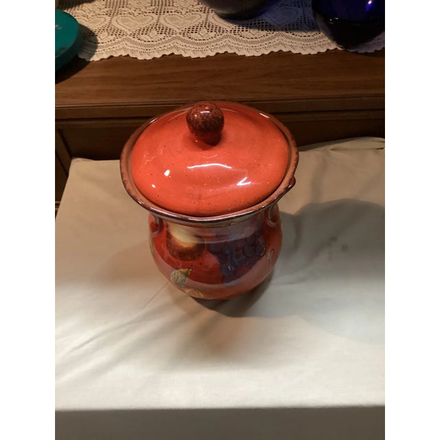 Farmhouse Vintage Hand Painted Fruit Motif Cookie Jar For Sale - Image 3 of 5