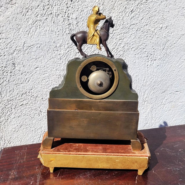 Double-Patinated Bronze Clock with Napoleon on Horseback, 19th Century For Sale - Image 14 of 17