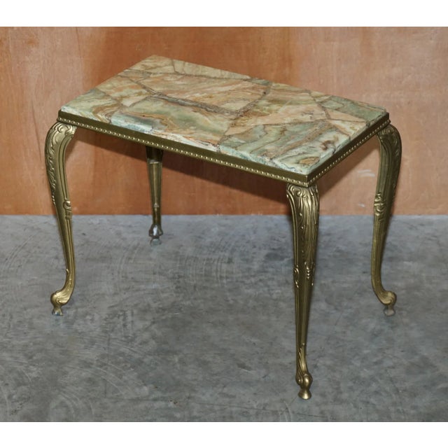 Vintage French Brass & Onyx Nesting Tables, 1940s, Set of 3 For Sale - Image 4 of 17