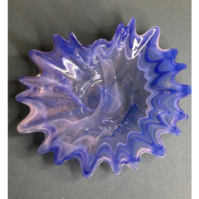 Murano Vintage MCM Murano Style Swirl Pattern Art Glass Bowl For Sale - Image 4 of 4