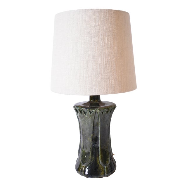 Kasaï Blue Green Papyrus Ceramic Lamp from Barracuda Interiors For Sale