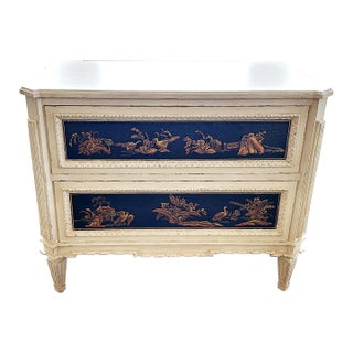 White Hand Painted Chinoiserie Chest of Drawers Dresser by Lewis Mittman For Sale