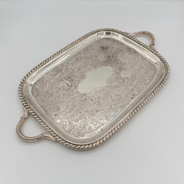 Early 20th-Century Sheffield Silver Co. Ornate Silverplate Serving Tray For Sale - Image 9 of 9