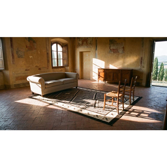 1930s Gray Geometric Antique American Navajo Rug 4'8'' X 7'9'' Flat Weave Wool Carpet For Sale - Image 13 of 15