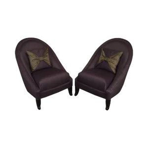 Directional Custom Purple Upholstered Club Chairs - a Pair