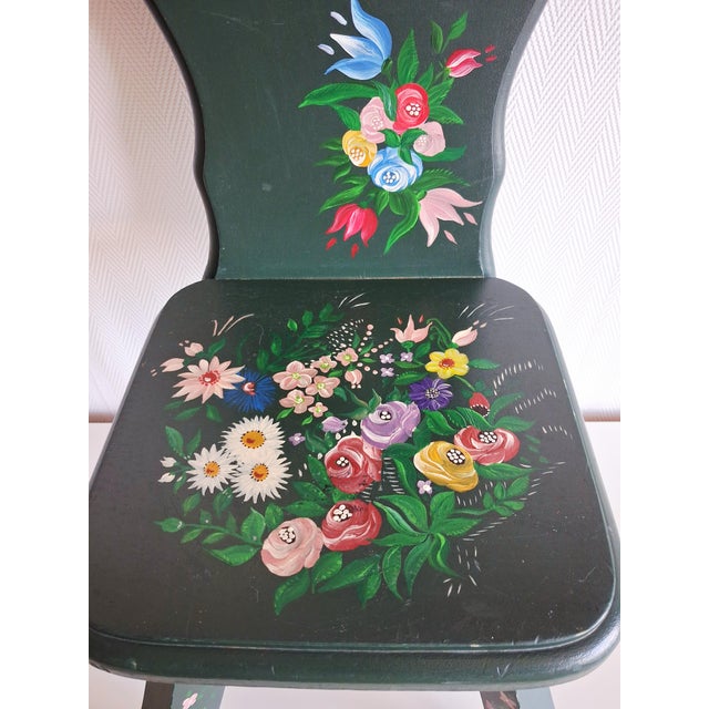 Pair of Vintage Hand-Painted Folk Art Chairs, Scandinavian Decorative Folk Chairs, Cottage Accent Chairs For Sale - Image 15 of 17
