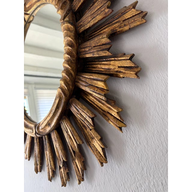 1940s Rare 1940s French Big 28" Gold Gilt Sunburst Starburst Double Rays Mirror For Sale - Image 5 of 11