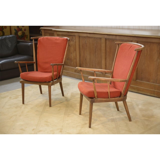 Wood Vintage Fan-Shaped Armchairs from Baumann, 1960s, Set of 2 For Sale - Image 7 of 7