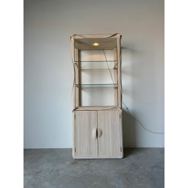 Vintage Betty Cobonpue - Style Pencil Reed Lighted Etagere/ Sold For Sale - Image 4 of 12