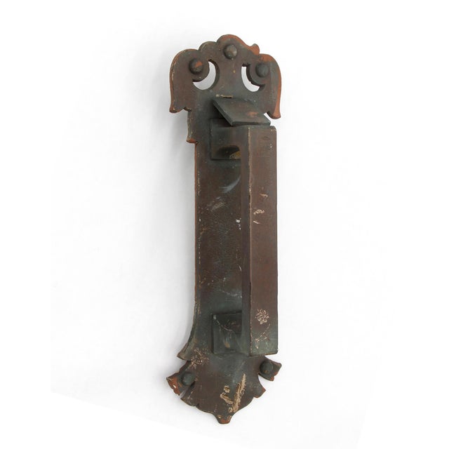 Arts & Crafts Mid 20th Century Arts & Crafts Bronze Door Pull With Cylinder Lock Cover For Sale - Image 3 of 9
