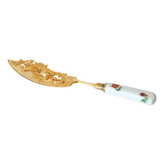 Limoges Gilded Porcelain Handle Cake Server For Sale