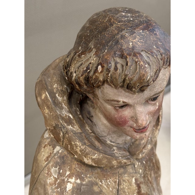 Large 18th Century Baroque Religious Carved Wooden Monk For Sale - Image 6 of 15