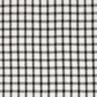 Schumacher Crawford Linen Check Fabric in Basalt For Sale