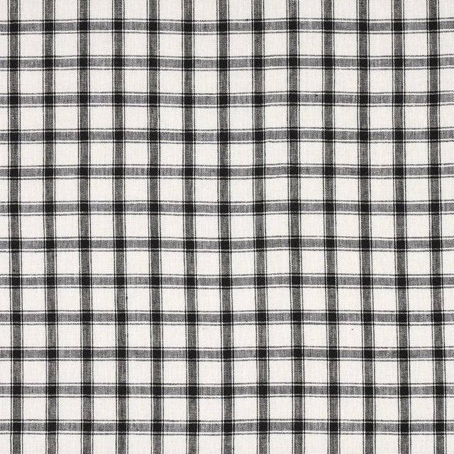 Schumacher Crawford Linen Check Fabric in Basalt For Sale