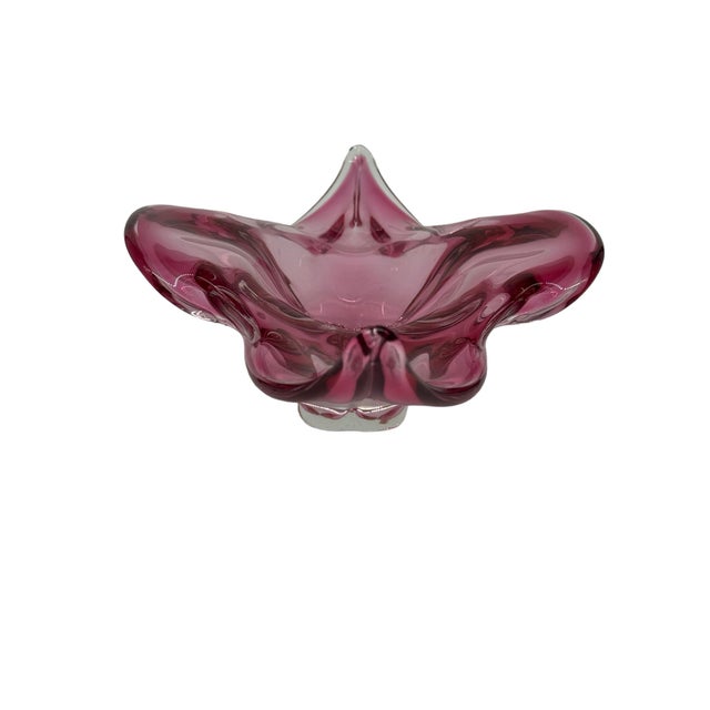 Vintage 1970s Mid-Century Modern Murano Sommerso Style Pink Glass "Lips" Bowl For Sale - Image 10 of 11