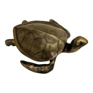 1990s Brass Finished Metal Sea Turtle Sculpture For Sale
