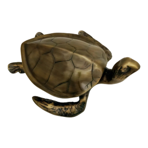 1990s Brass Finished Metal Sea Turtle Sculpture
