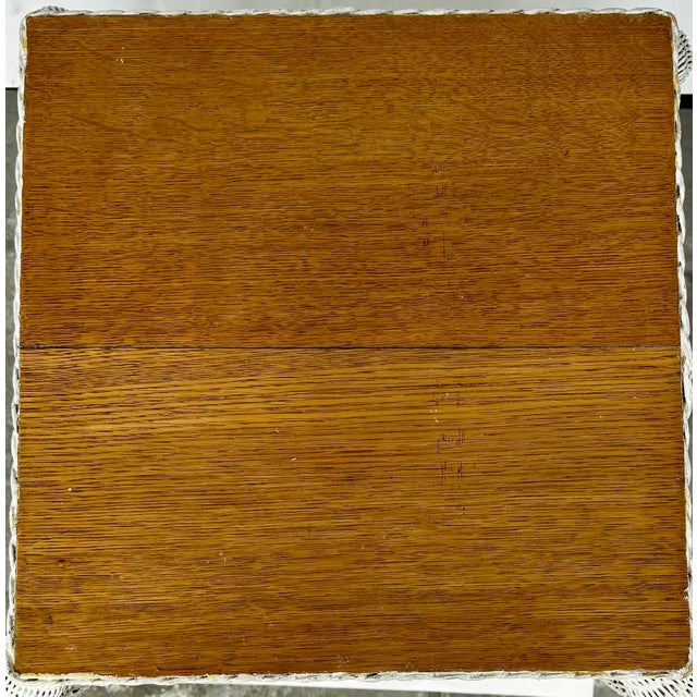 Wood Antique Victorian Wicker Plant Stand or Occasional Table, Lattice Apron For Sale - Image 7 of 9