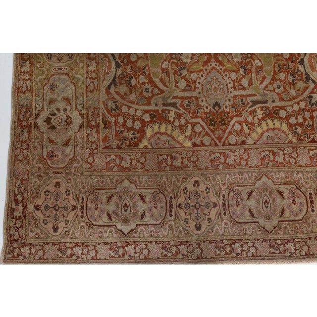Textile Fine Antique Persian Tabriz Hand Knotted Wool Rug For Sale - Image 7 of 10