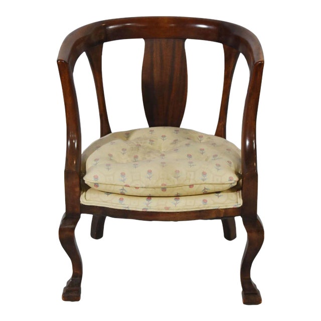 Empire Style Mahogany Barrel Back Arm Chair Att. Henredon For Sale