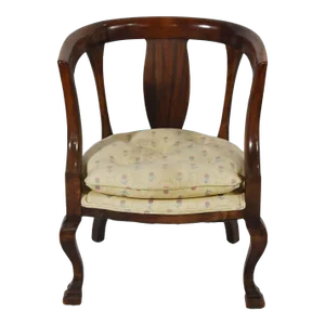 Empire Style Mahogany Barrel Back Arm Chair Att. Henredon