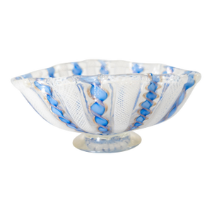 Mid-Century Italian Murano Venetian Glass Latticino Bowl