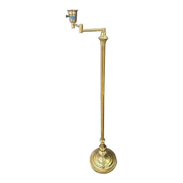 1950s Mid Century Modern Brass Swing and Extension Arm Floor Lamp For Sale