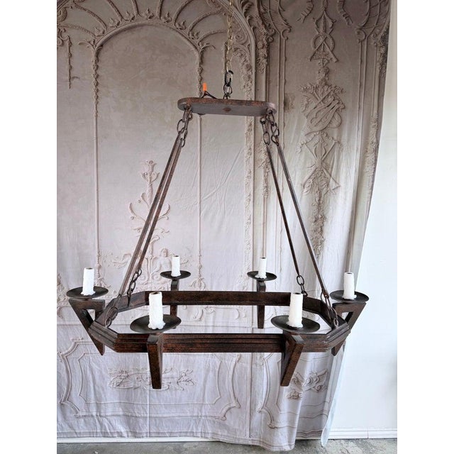 20th Century Spanish Style Wrought Iron Chandelier 6-Light For Sale - Image 10 of 10