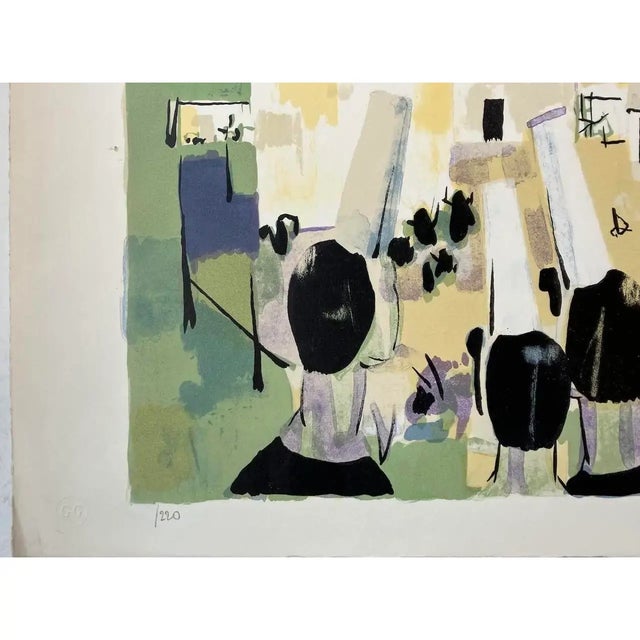 Mid 20th Century Mid-Century Modern Claude Schurr "Seaside Village" Signed Lithograph, Circa 1950 For Sale - Image 5 of 10
