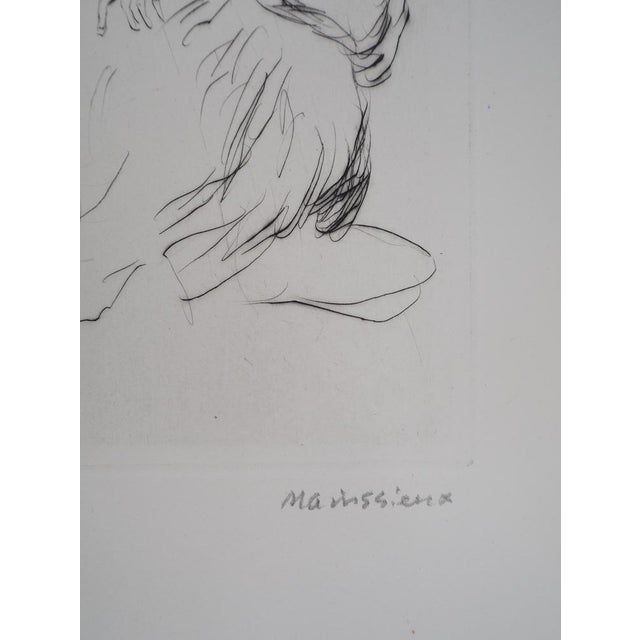 Lucien Mainssieux, Crouching Moroccan Woman, Original Signed Etching, 1949 For Sale - Image 5 of 7