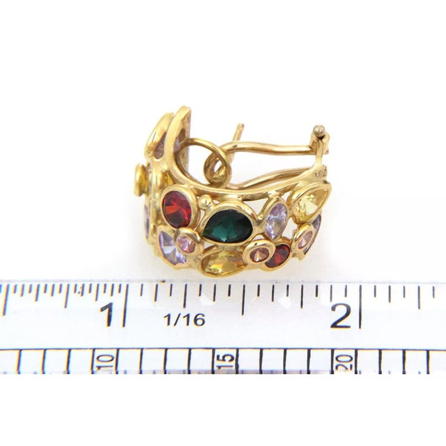 This is a gorgeous multi-color stone bracelet and earring set, they are crafted from 18k solid yellow gold featuring 10...