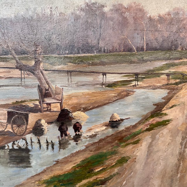 A. Pulido García, Washerwomen of the Manzanares, 1890s, Oil on Canvas For Sale - Image 18 of 18