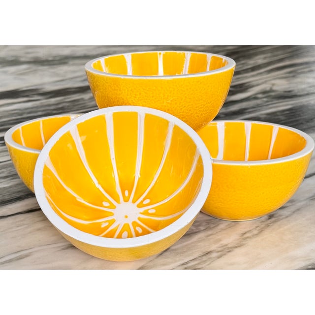 Majolica Style Vintage Lemon Motif Bowls - Set of Four For Sale - Image 4 of 15