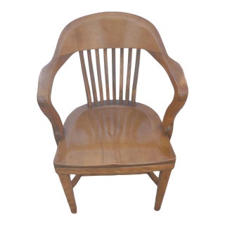 Vintage Wood Bankers Office Chair For Sale