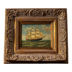 Early 20th Century Ship at Sea - Going Right | Framed Oil Painting, Signed