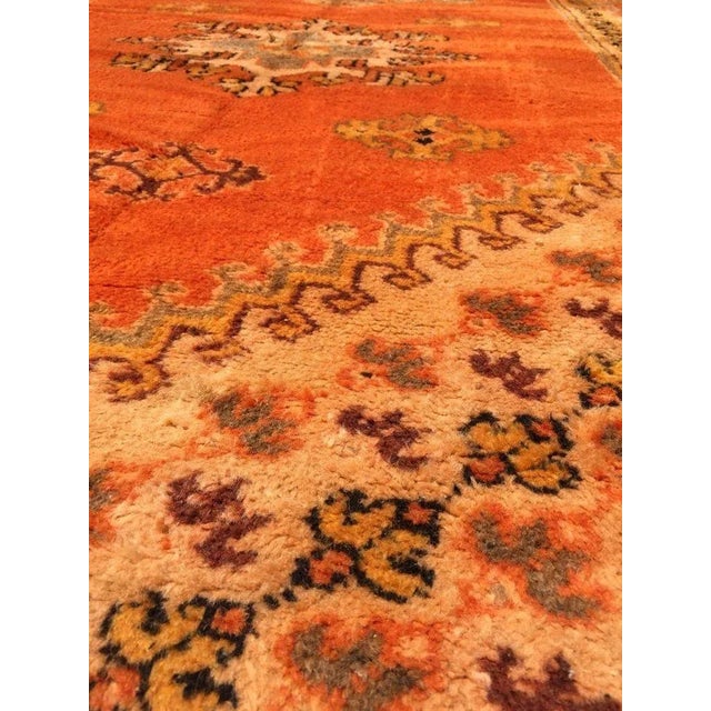 Orange 1960s Moroccan Vintage Orange Color Tribal African Pile Rug For Sale - Image 8 of 12