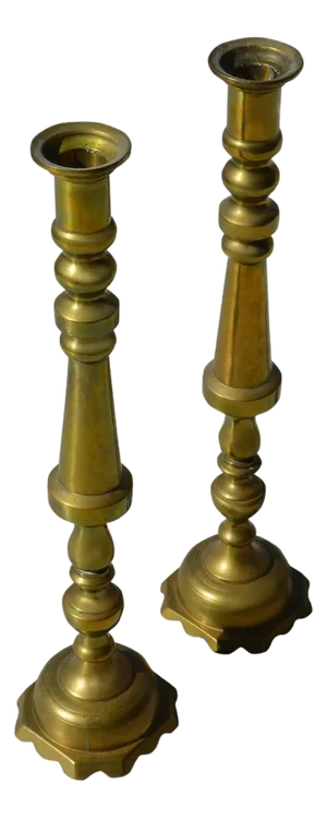 Late 20th Century Brass Candle Holders- Set of 2
