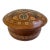 Vintage Hutsul Style Turned Wood Lidded Box With Mother-of-Pearl Inlay – Ukrainian Folk Art Inspired Jewelry Box For Sale
