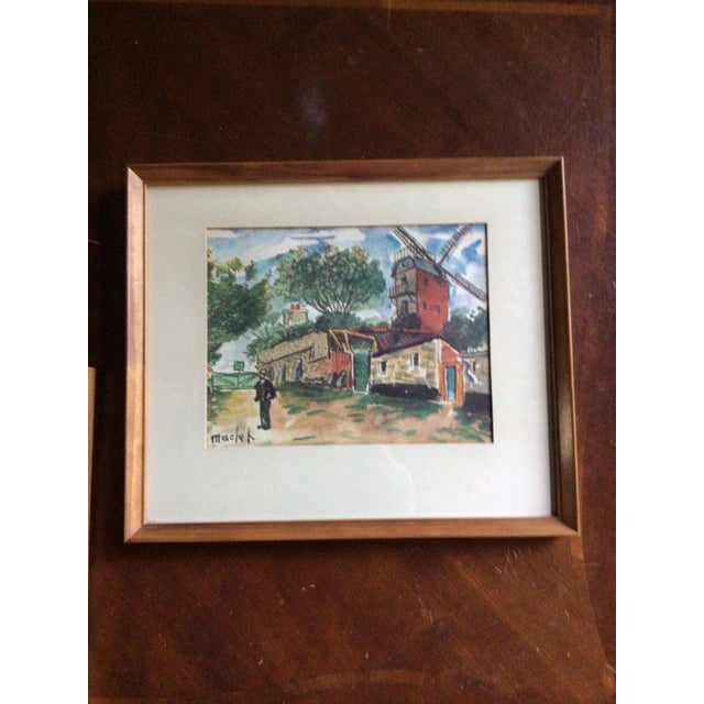 Blue Vintage Framed Parisian Street Scenes Prints by French Post-Impressionist Painter Élisée Maclet - Set of 3 For Sale - Image 8 of 12