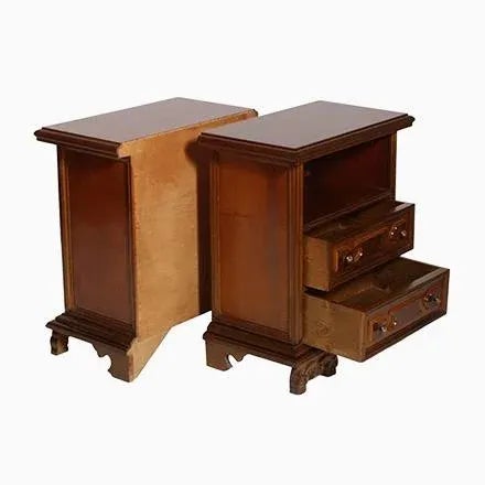 1930s Vintage Renaissance Walnut Nightstands, Set of 2 For Sale - Image 5 of 5