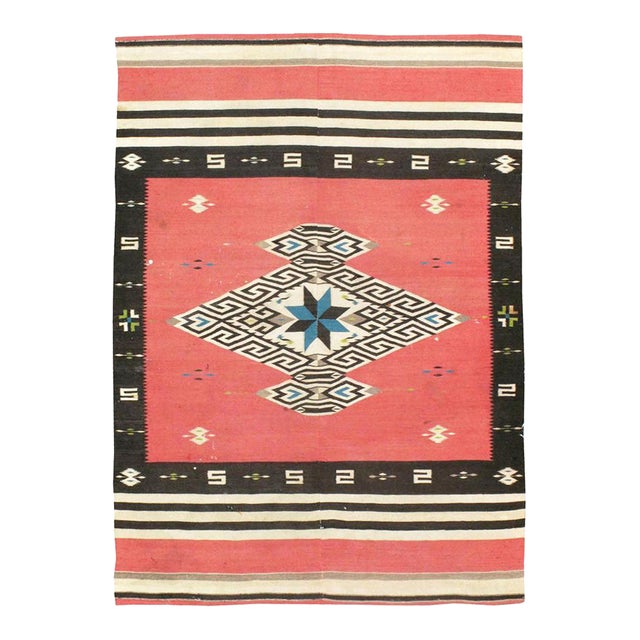 Galerie Shabab Collection Rustic Southwestern Style North American Navajo Tribal Accent Rug, Circa 1940 For Sale