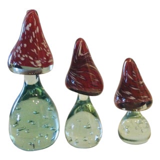 Glass Mushrooms by Florea Silviu, Set of 3 For Sale