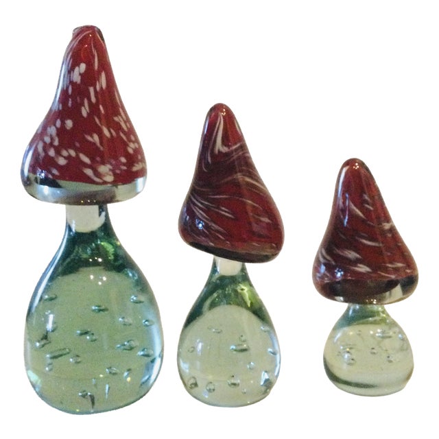 Glass Mushrooms by Florea Silviu, Set of 3 For Sale