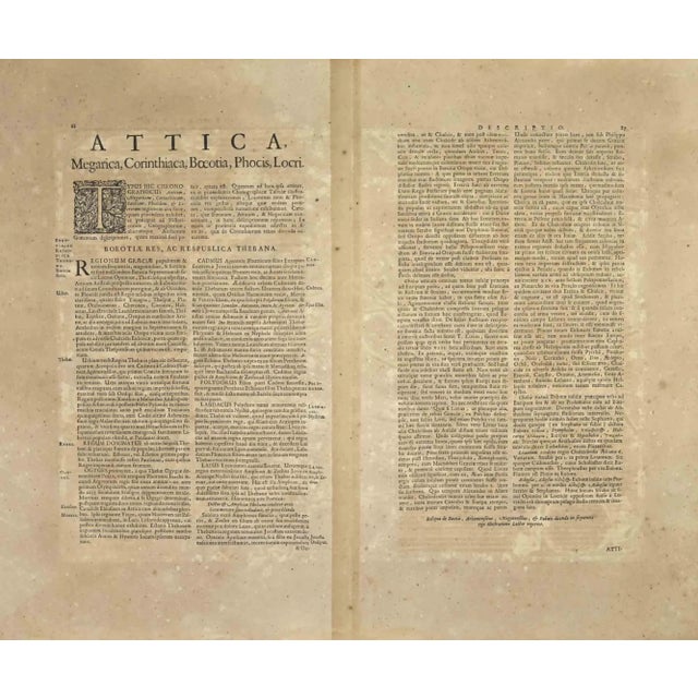 Antique Map - Attica is an antique map realized in 1650 by Johannes Janssonius (1588-1664). The Map is Hand-colored...